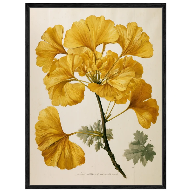 Goldene Ginkgo Botanik Leinwand