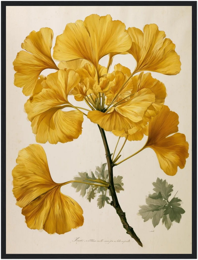 Goldene Ginkgo Botanik Poster