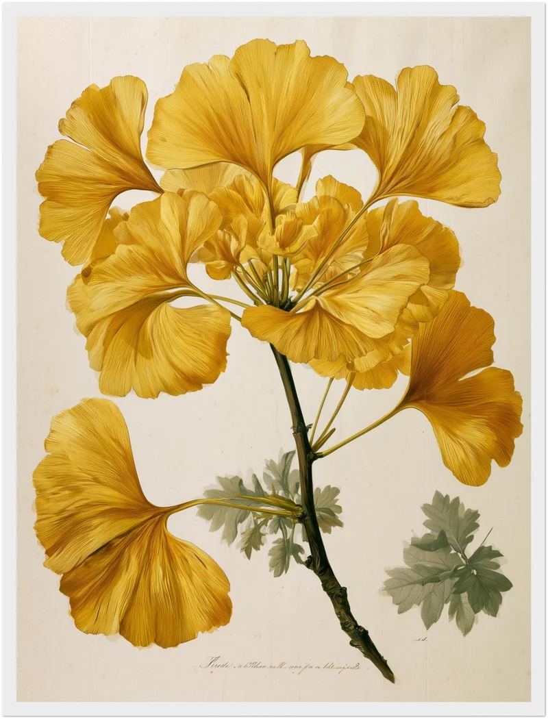 Goldene Ginkgo Botanik Poster