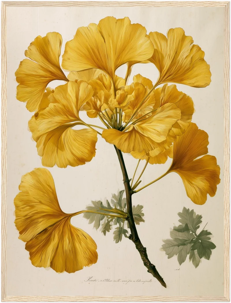 Goldene Ginkgo Botanik Poster