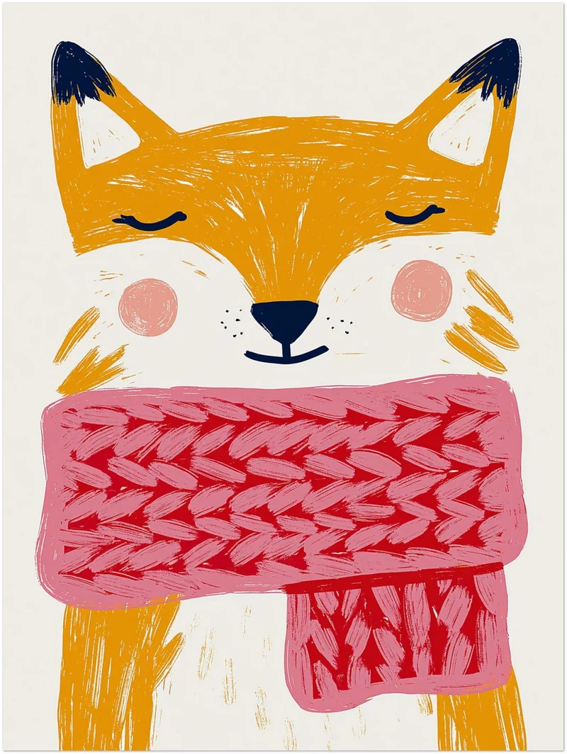 Fuchs mit rosa Schal Poster