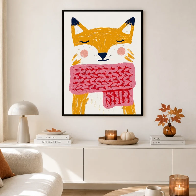 Fuchs mit rosa Schal Poster