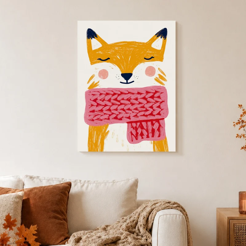 Fuchs mit rosa Schal Poster