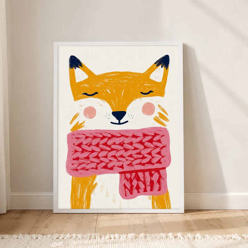 Fuchs mit rosa Schal Poster
