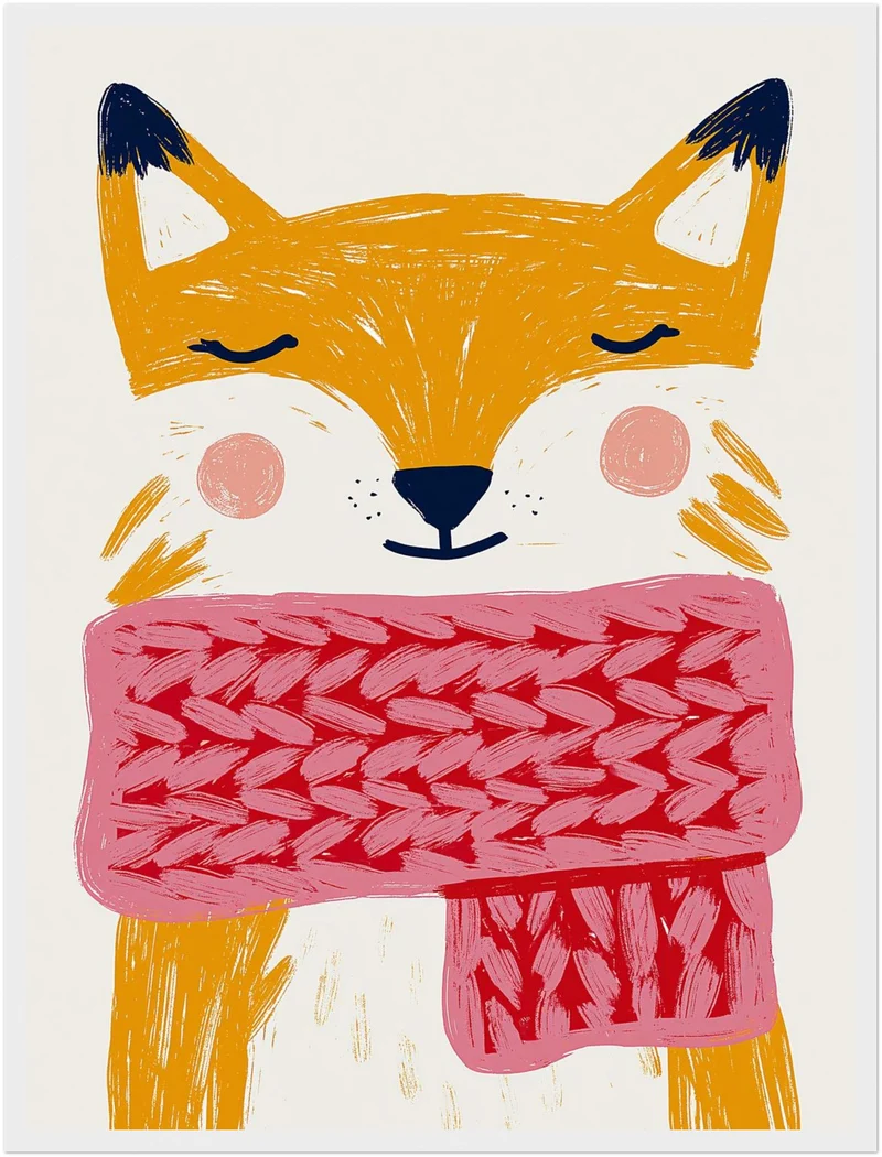 Fuchs mit rosa Schal Poster