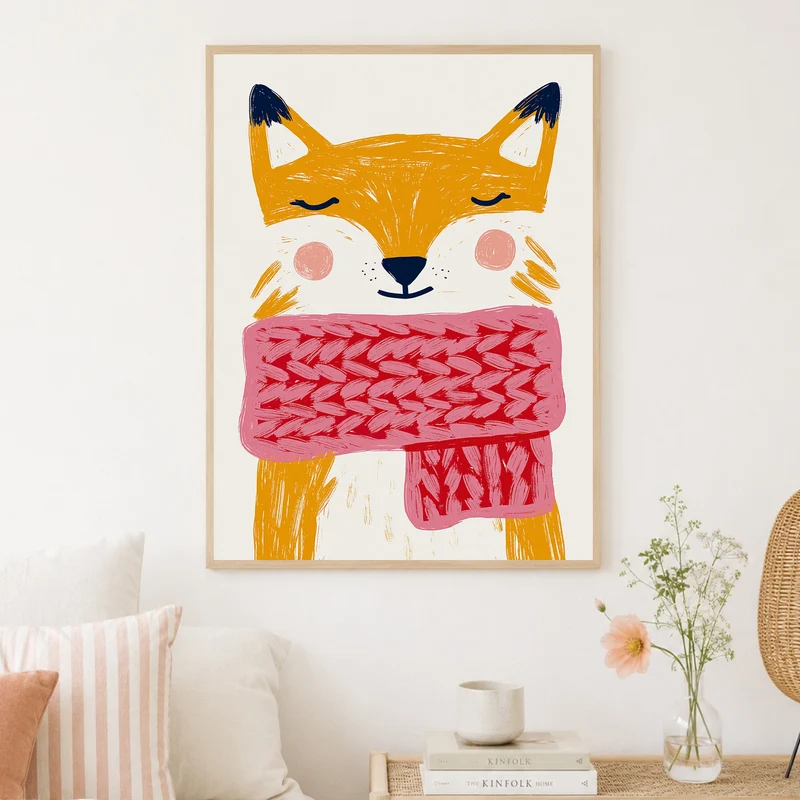 Fuchs mit rosa Schal Poster