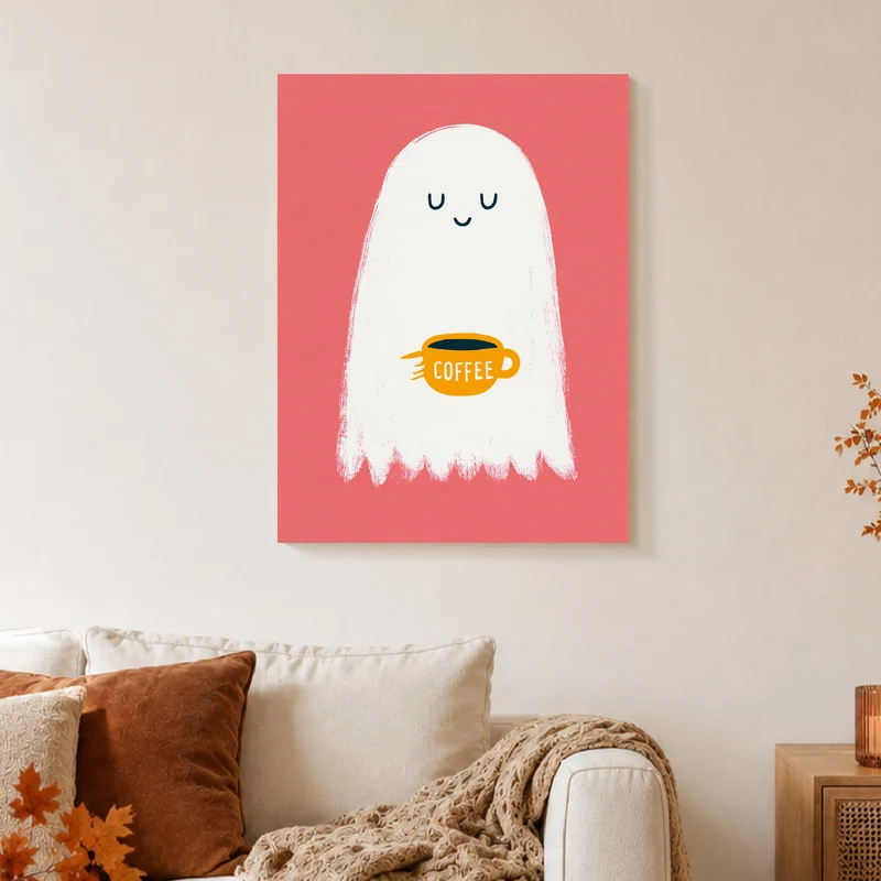 Geist mit Kaffeetasse Leinwand