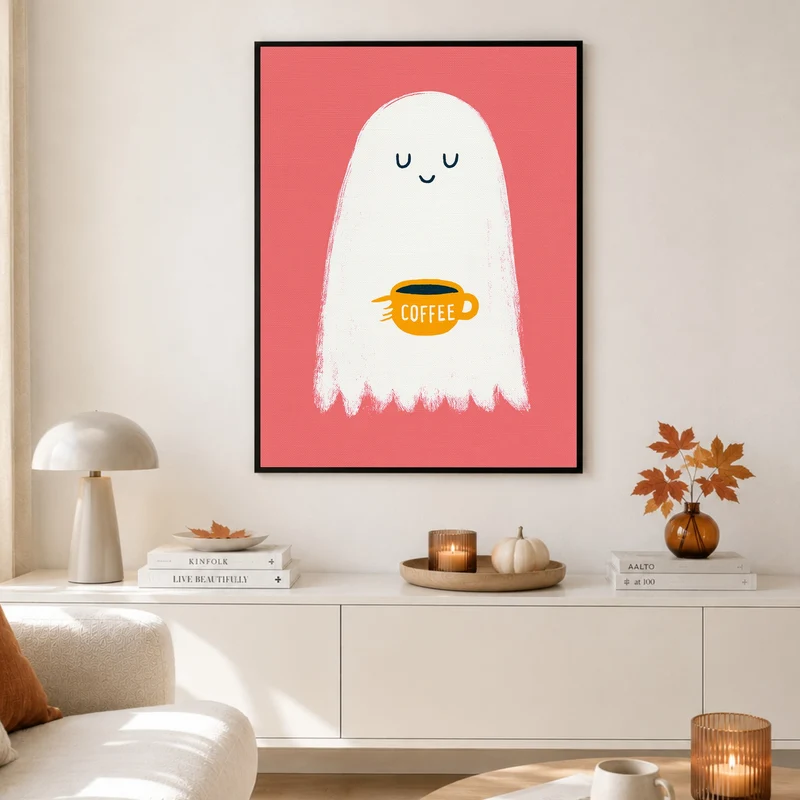 Geist mit Kaffeetasse Poster