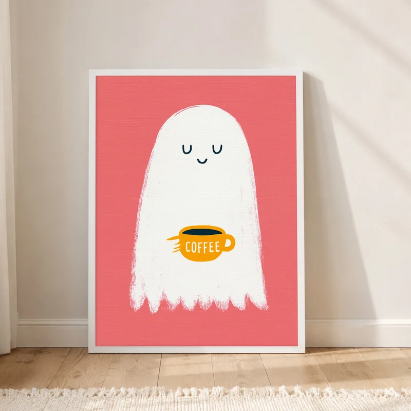 Geist mit Kaffeetasse Poster