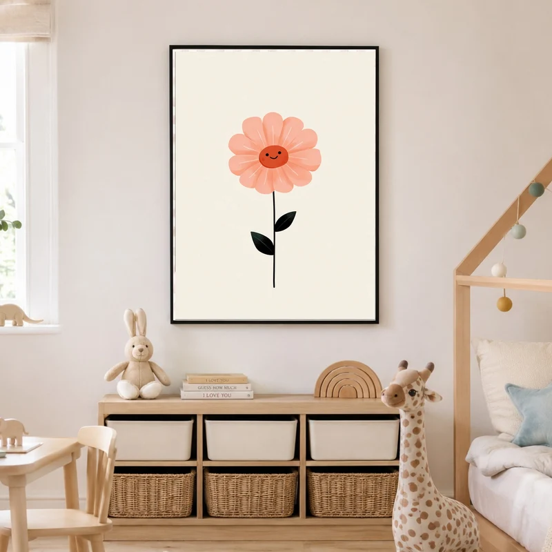 Lächelnde rosa Blume Poster