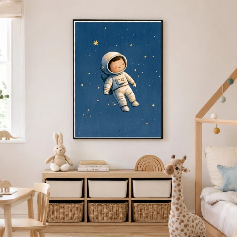 Schlafender Astronaut im Sternenmeer Poster