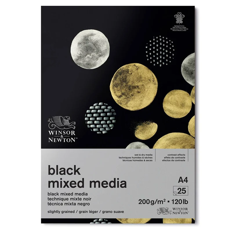 Winsor & Newton - Mixed Media Pad Black Paper- 200gsm - A4