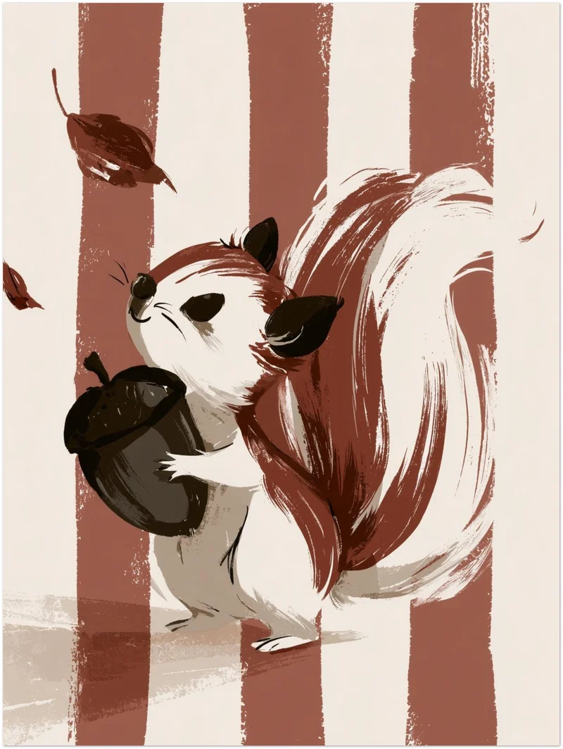 Eichhörnchen mit Eichel Poster