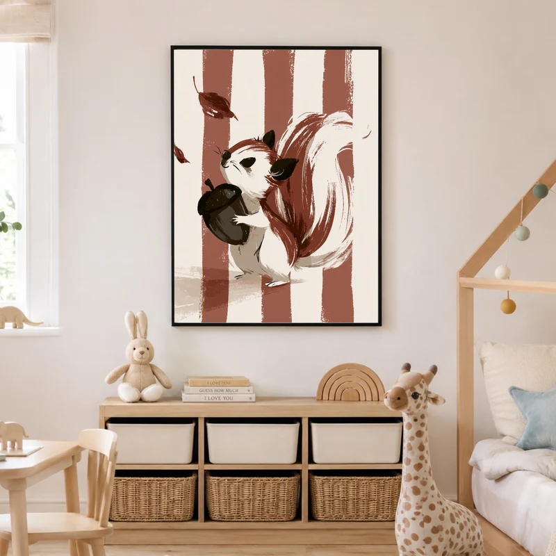 Eichhörnchen mit Eichel Poster