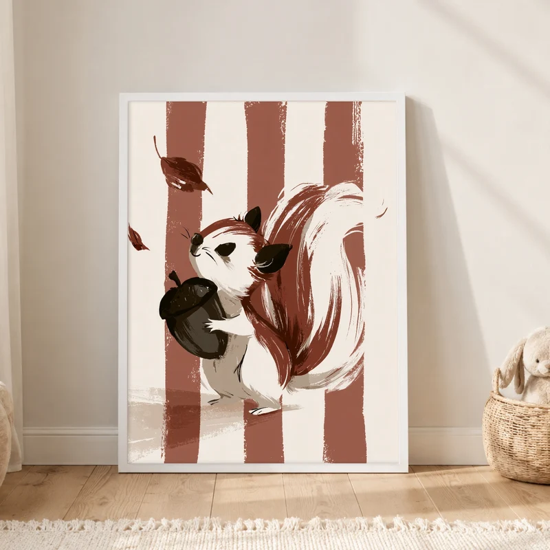 Eichhörnchen mit Eichel Poster