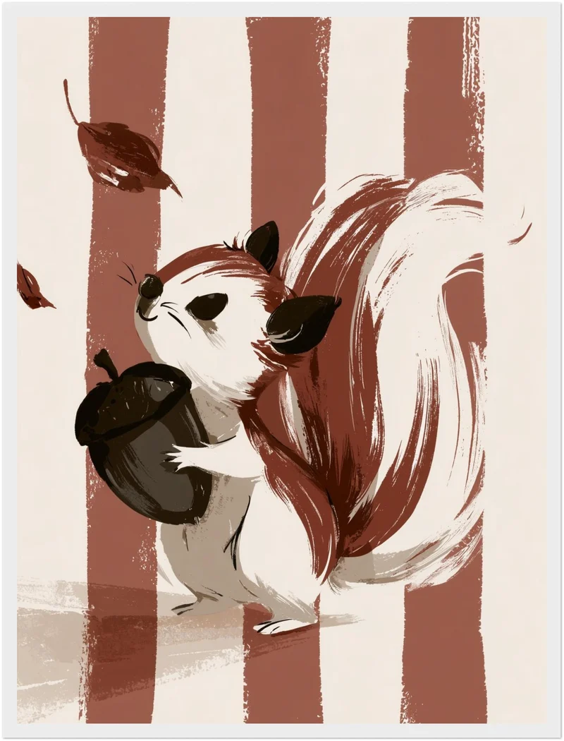 Eichhörnchen mit Eichel Poster
