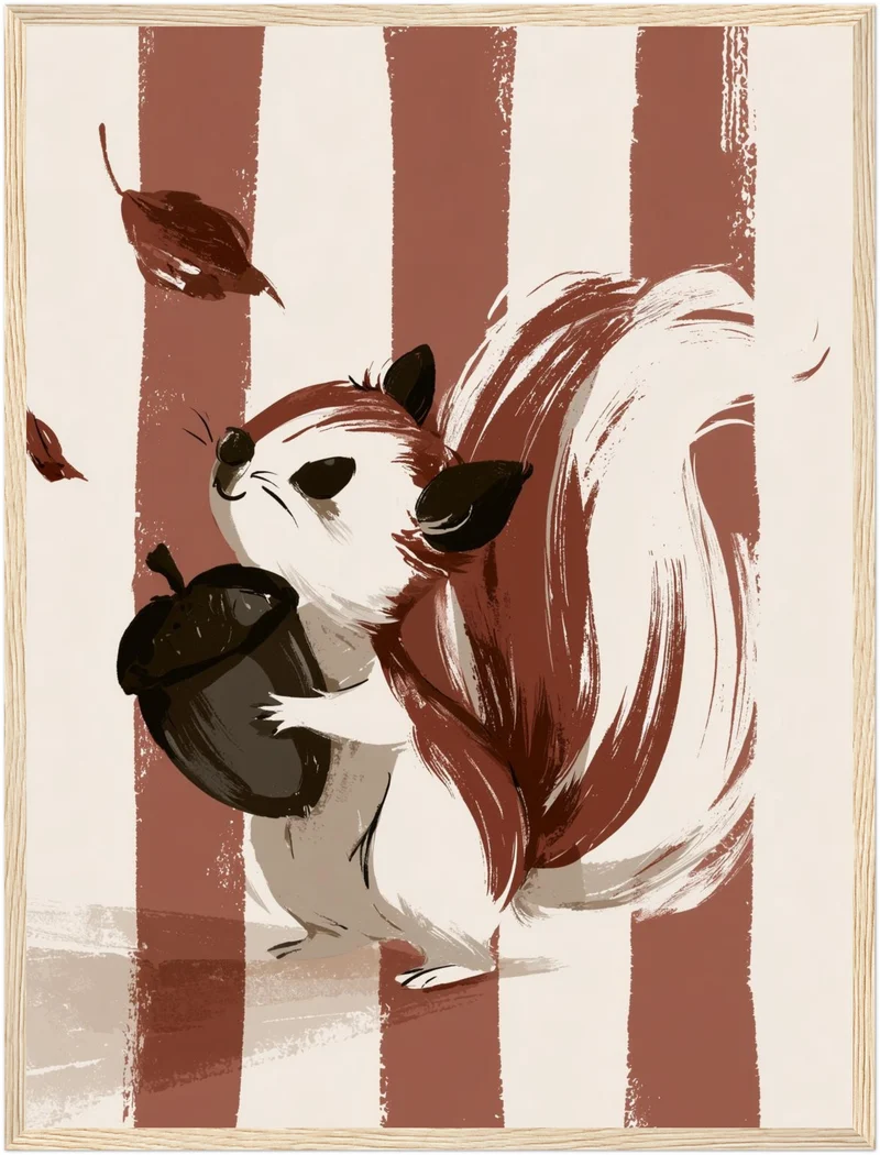 Eichhörnchen mit Eichel Poster