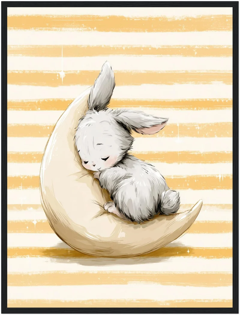 Häschen schläft auf Mond Poster
