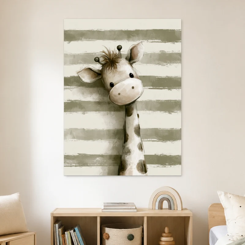 Kleine Giraffe mit Streifen Leinwand