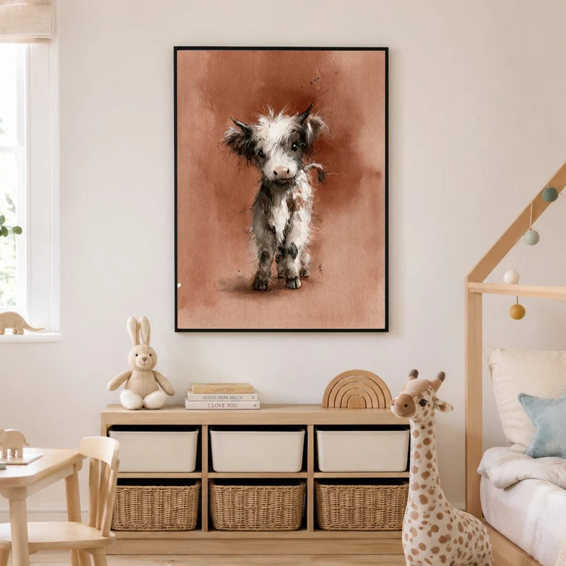 Zottiges Hochlandrind-Kalb Poster