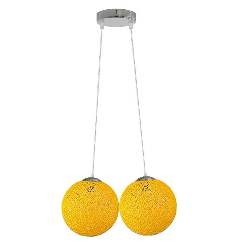 Hängelampen rattan, gelb, 2 flammige, Ø 20cm|E27~2063