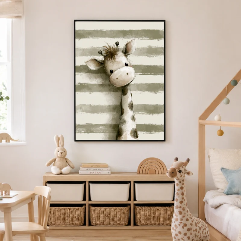 Kleine Giraffe mit Streifen Poster
