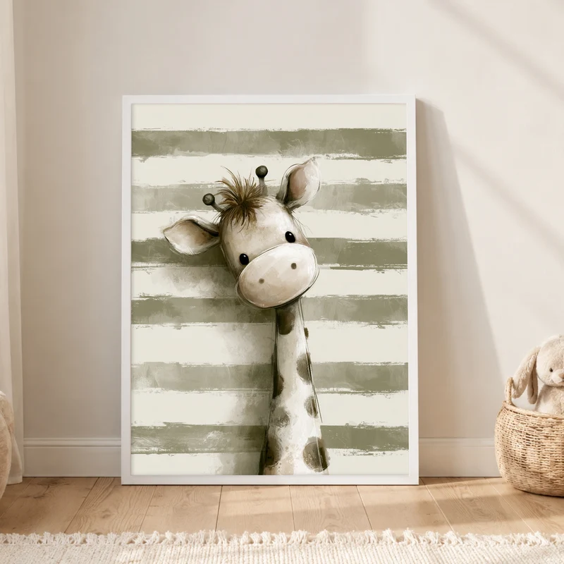Kleine Giraffe mit Streifen Poster