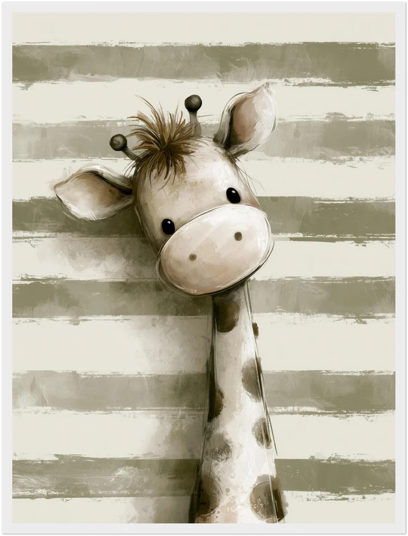 Kleine Giraffe mit Streifen Poster