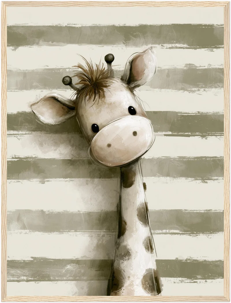 Kleine Giraffe mit Streifen Poster