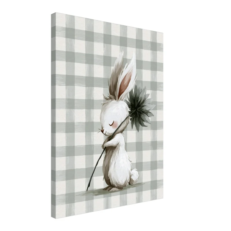 Häschen mit Blume Leinwand