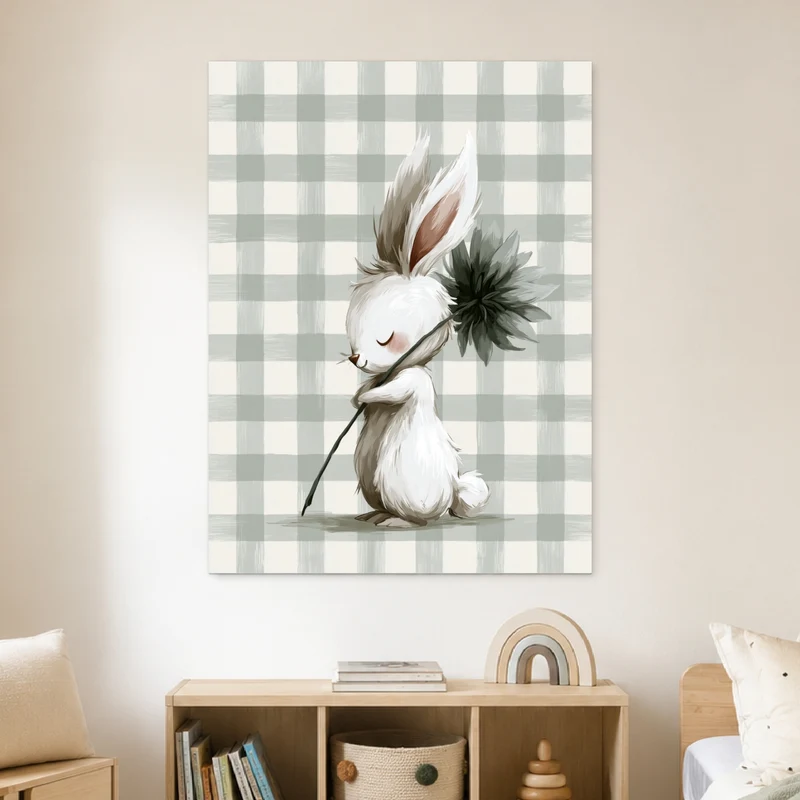 Häschen mit Blume Leinwand