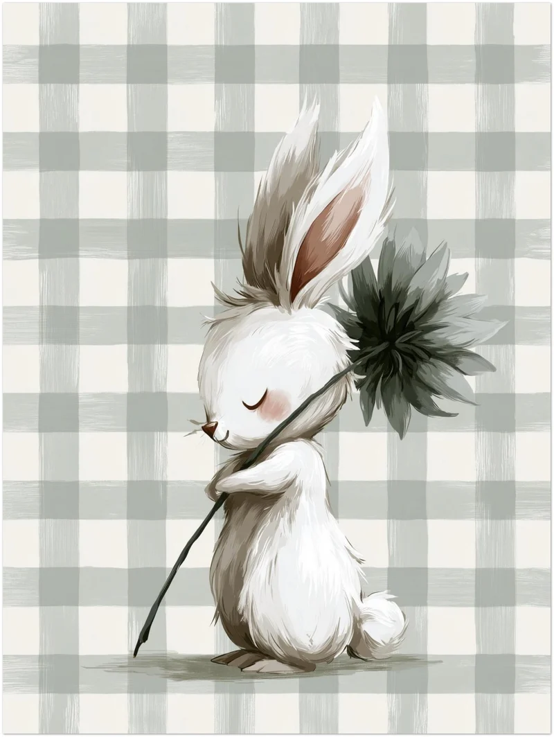Häschen mit Blume Poster