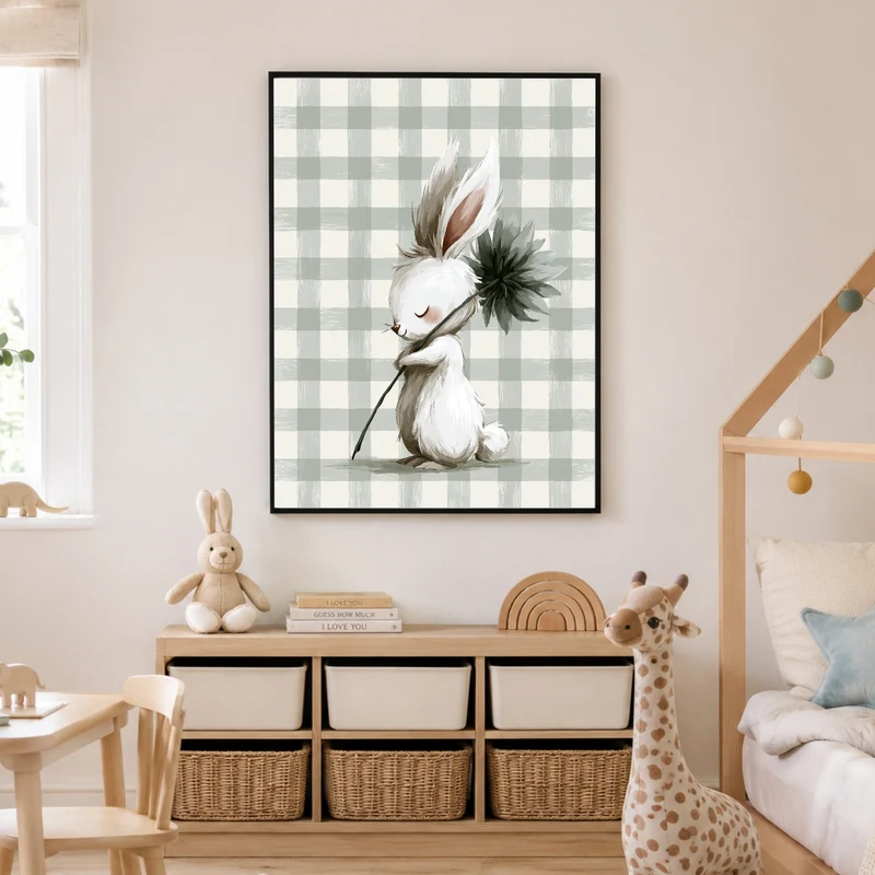 Häschen mit Blume Poster