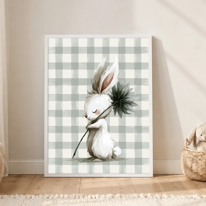 Häschen mit Blume Poster