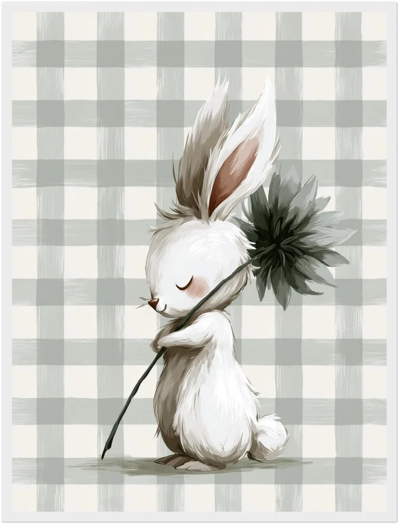 Häschen mit Blume Poster