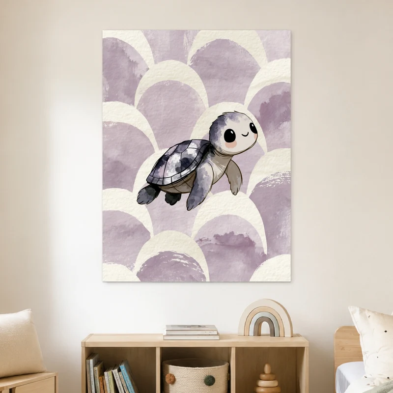 Kleine Meeresschildkröte schwimmend Poster