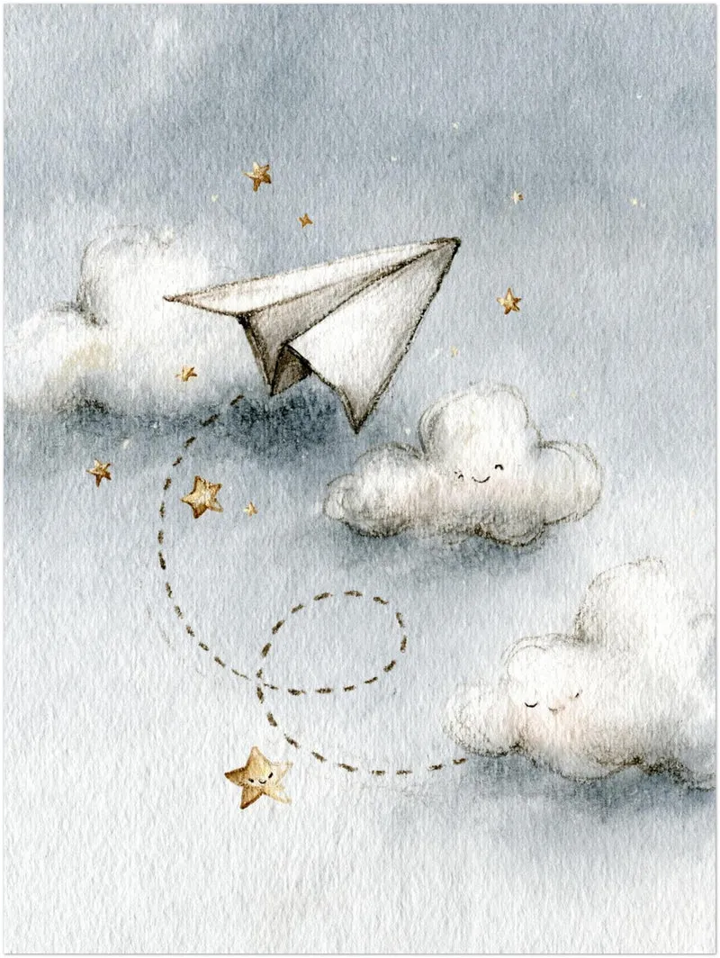 Papierflieger zwischen Wolken Leinwand