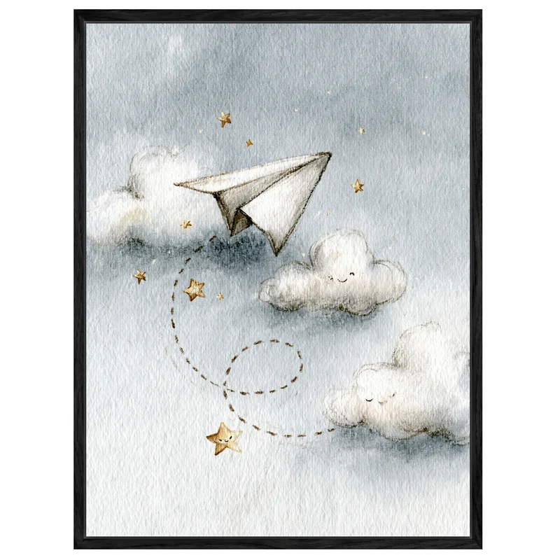 Papierflieger zwischen Wolken Leinwand