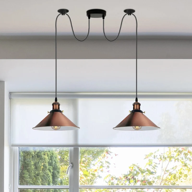 LEDSONE 2-flammige Hängelampe Kupfer Deckenlampe ~2248