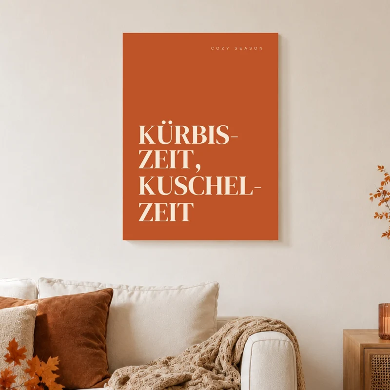Kürbiszeit Kuschelzeit Herbst Leinwand