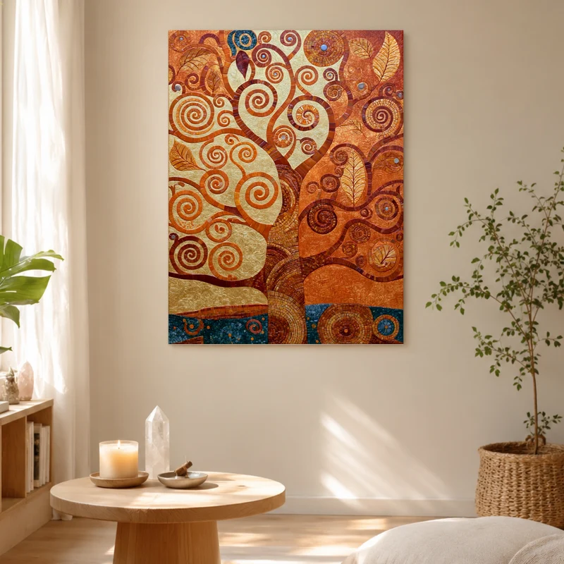 Goldener Lebensbaum spiralförmig Leinwand