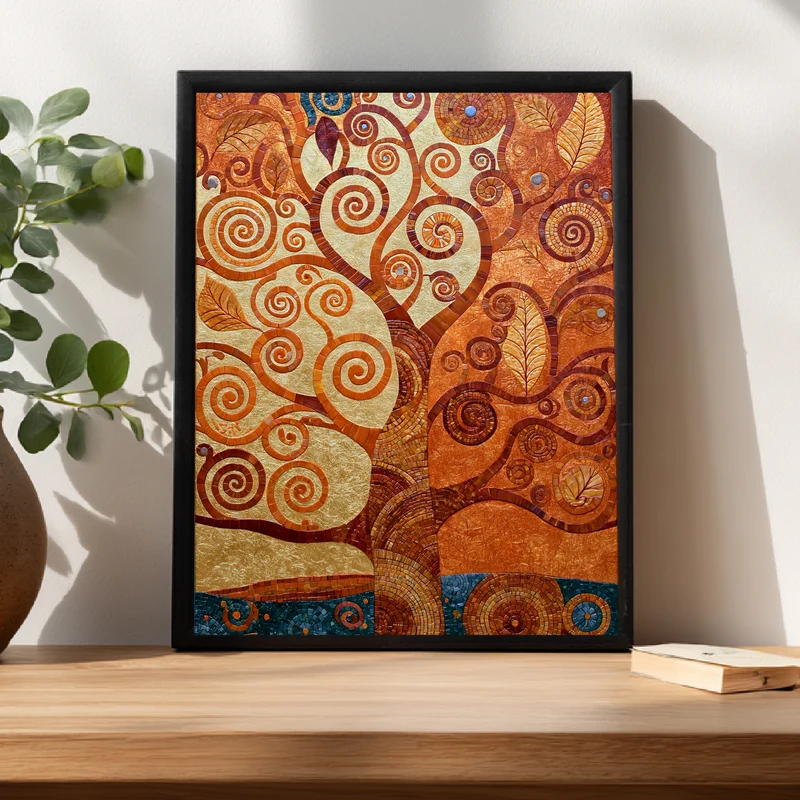 Goldener Lebensbaum spiralförmig Poster