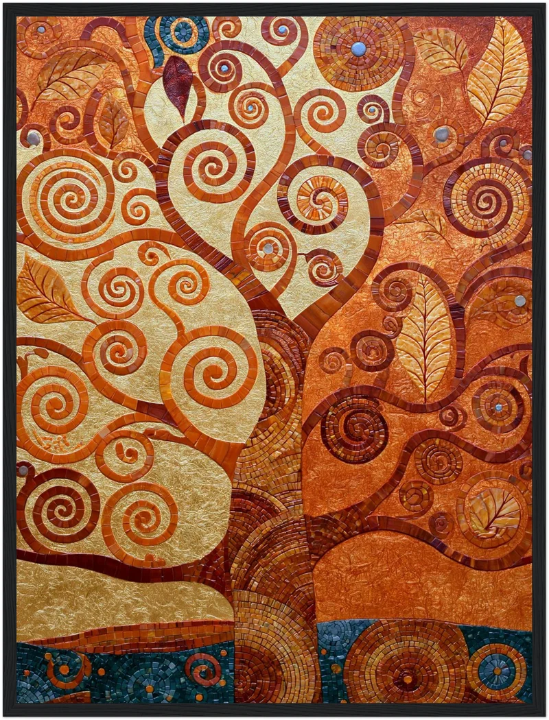Goldener Lebensbaum spiralförmig Poster