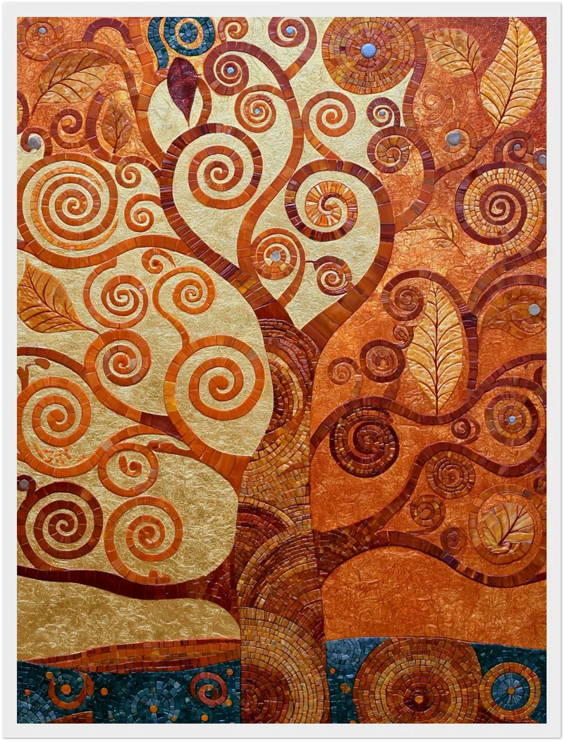 Goldener Lebensbaum spiralförmig Poster