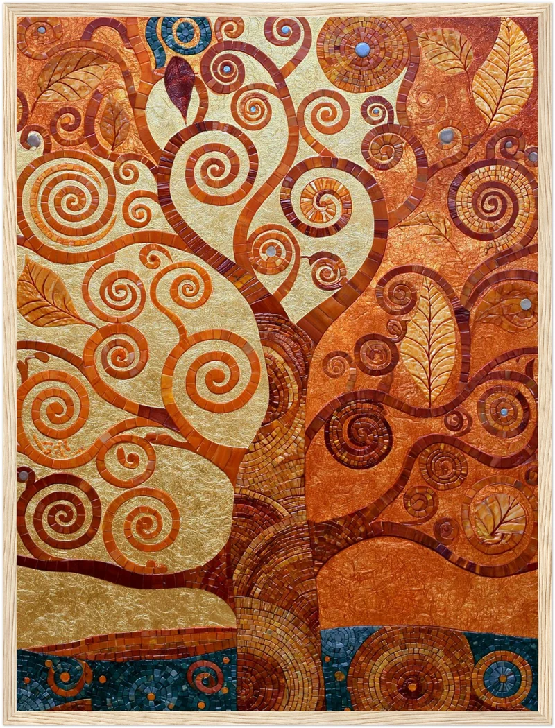 Goldener Lebensbaum spiralförmig Poster