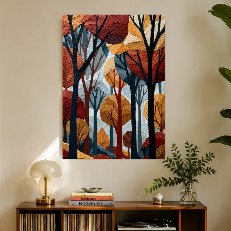 Herbstwald im Retro-Schnitt Leinwand