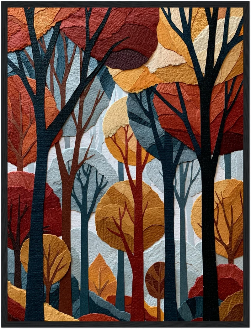 Herbstwald im Retro-Schnitt Poster