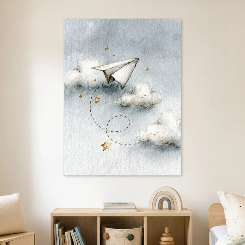 Papierflieger zwischen Wolken Poster