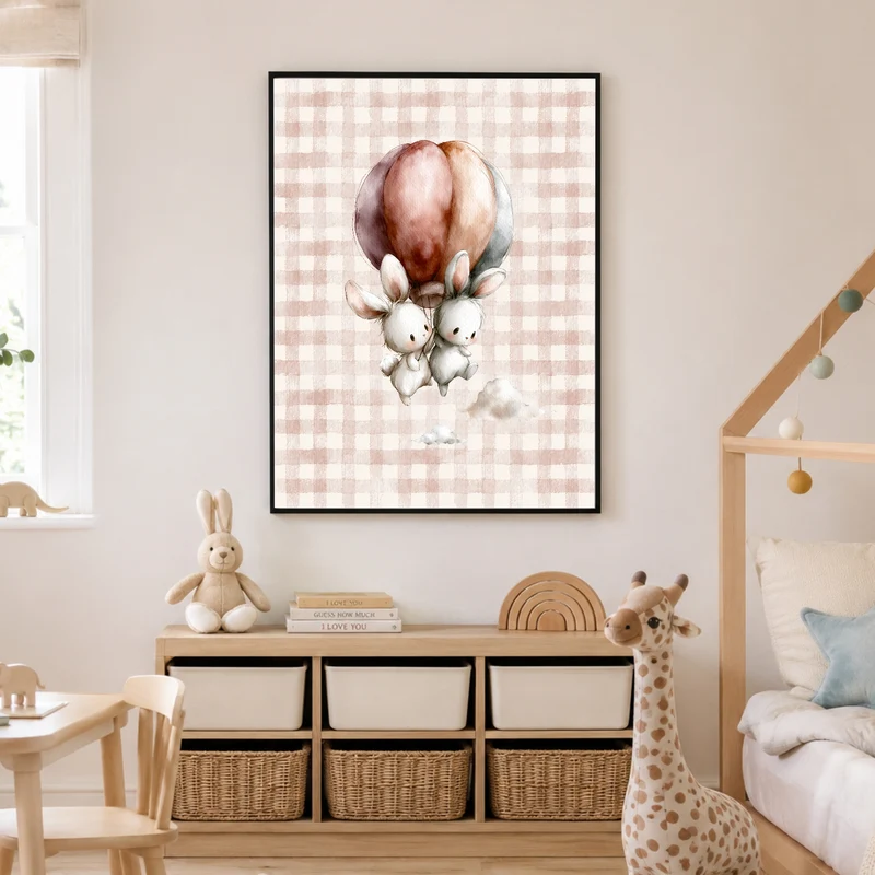 Häschen auf Ballonfahrt Poster