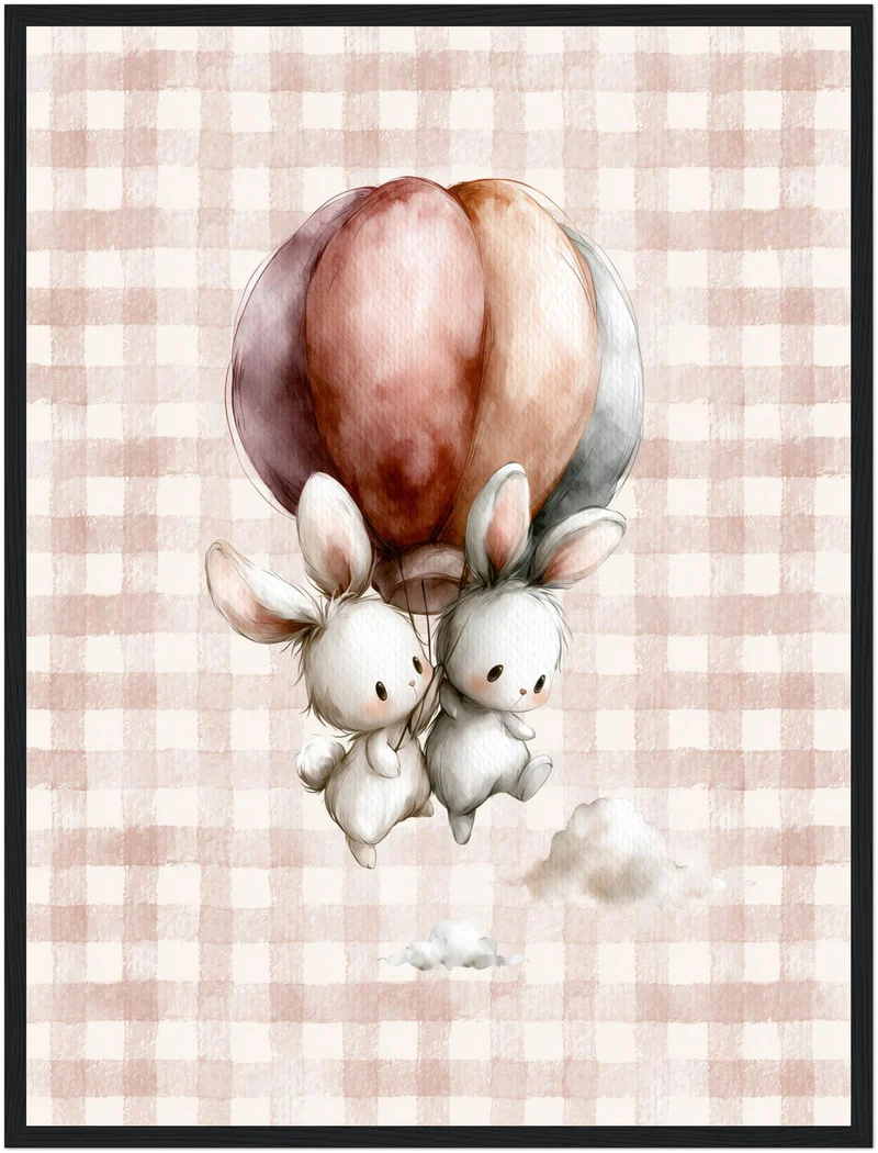Häschen auf Ballonfahrt Poster
